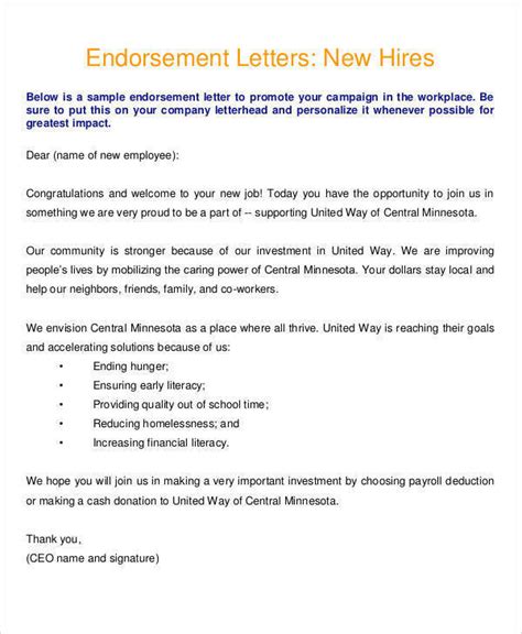 Endorsement Letter Sample For Employment.